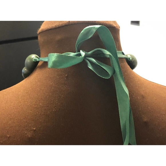 Big Dark Green Bead Necklace - Picture 4 of 4